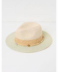 FatFace - Colour Block Straw Fedora Hat - Lyst