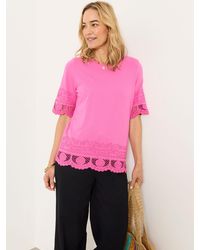 FatFace - Chloe Crochet Detail T-Shirt - Lyst