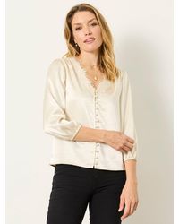 FatFace - Fatface Betty Ivory Lace Trim Blouse - Lyst