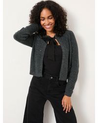 FatFace - Jasmine Sparkle Tie Front Knitted Cardigan - Lyst
