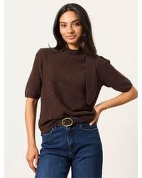 FatFace - Skylar Knitted Sequin Tie Neck Jumper - Lyst