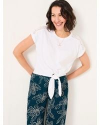 FatFace - Fatface Lace Tie Front T Shirt - Lyst