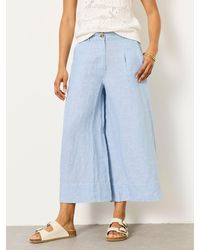 FatFace - Anya Wide Leg Cropped 100% Linen Trousers - Lyst