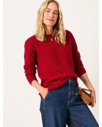 FatFace - Ella Textured Knitted Crew Neck Jumper - Lyst
