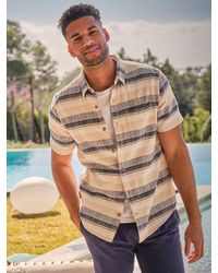 FatFace - Milo Short Sleeve Textured Stripe 100% Cotton Shirt - Lyst