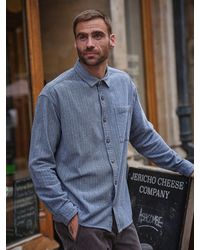 FatFace - Fatface Long Sleeve Relaxed Fit Herringbone Stripe Brushed Shirt - Lyst