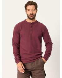 FatFace - Henley Long Sleeve Textured T-Shirt - Lyst