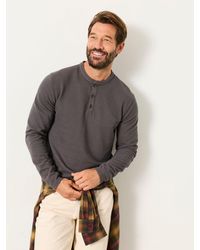 FatFace - Henley Long Sleeve Textured T-Shirt - Lyst