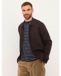 FatFace - Fatface Kieran Chocolate Knitted Collared Button Front Cardigan - Lyst
