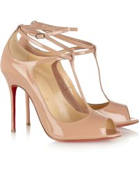 Christian Louboutin Talitha 100 Patent-Leather Pumps - Natural