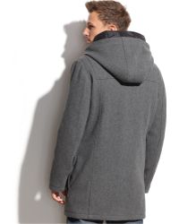 guess men's hooded wool coat