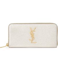 yves st laurent handbags - Saint laurent Monogram Zip-around Wallet in Gold (fog) | Lyst