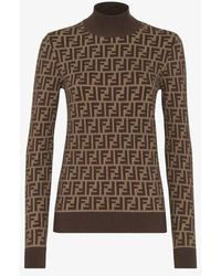 Fendi - Ff Cotton High-Neck Sweater - Lyst