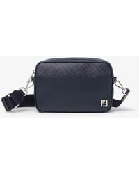 Fendi - Midnight Leather And Dark Ff Canvas Bag - Lyst