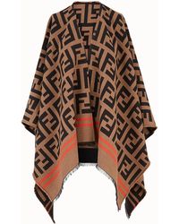 Fendi Ff Poncho - Brown
