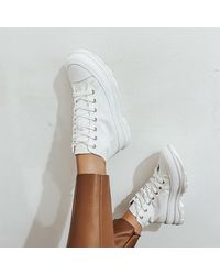 Fennec & Darwin Chunky Canvas Hi Top Trainers White