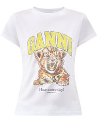 Ganni - Basic Jersey Baby Fit Tiger Graphic T-Shirt - Lyst
