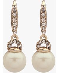 Ralph Lauren - Women's Gold Tone Crystal Drop Pearl Earrings - Lyst