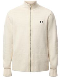 Fred Perry - Chunky Rib Zip Through Cardigan - Lyst