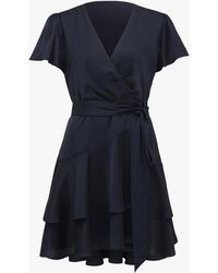 Forever New - Women's Emerson Flutter Sleeve Satin Mini Dress - Lyst
