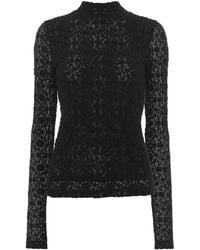Whistles - Lace Detail High Neck Top - Lyst