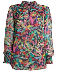 James Lakeland - Abstract Print Mandarin Collar Blouse - Lyst