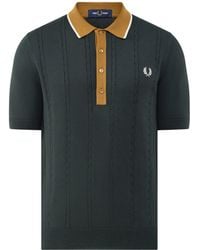 Fred Perry - Cable Knit Polo Shirt - Lyst