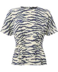 Whistles - Feathered Tiger Shirred Blouse, Wood/Metal - Lyst