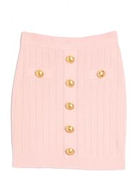 Balmain - Women's High Waisted Buttoned Knit Mini Skirt - Lyst