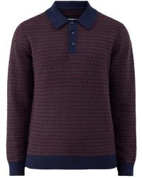 Wax London - Oban Mini Geo Long-Sleeved Polo Shirt - Lyst