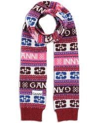 Ganni - Women's Graphic Wool Scarf - Lyst