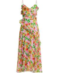 Kitri - Women's Aurelia Pink Garden Floral Chiffon Maxi Dress - Lyst