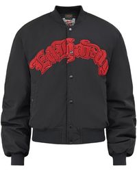 Ed Hardy - Gothic Flaming Eagle Ruched Sleeve Bomber Jacket - Lyst