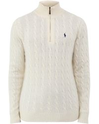 Polo Ralph Lauren - Wool & Cashmere Blend Cable Knit Quarter-Zip Jumper - Lyst
