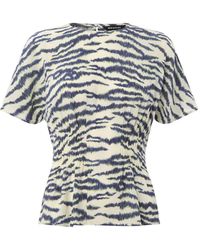 Whistles - Feathered Tiger Shirred Blouse, Wood/Metal - Lyst