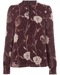 Whistles - Floral Dobby Blouse Multi, Wood/Metal - Lyst