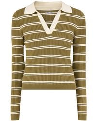 ONLY - Kaya Long-Sleeved Stripe Polo Knit Jumper - Lyst