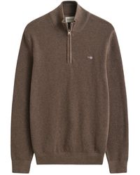 GANT - Micro Textured Half Zip Jumper - Lyst