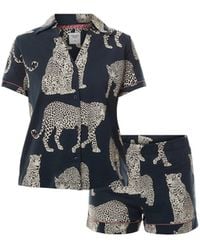 Chelsea Peers - Leopard Cotton Button Up Short Pyjama Set - Lyst