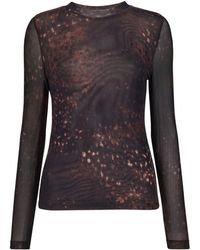 Whistles - Spotted Animal Mesh Top - Lyst