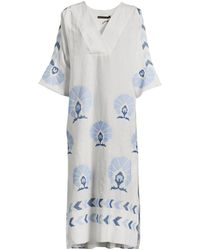 Kori - Women's Linen Mini Peacocks Loose Fit Dress - Lyst