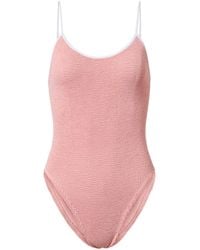 Hunza G - Women's Pamela Swim Contrast Peach Swimsuit - Lyst