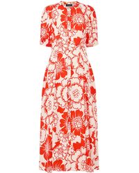 Whistles - Multi Bloom Floral Midi Dress - Lyst