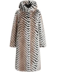 James Lakeland - Faux Fox Belted Long Coat - Lyst