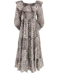 RIXO London - Gabriel Leopard Midi Dress Multi - Lyst
