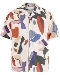 Wax London - Didcot Abstract Shapes Short Sleeve Shirt Ecru - Lyst