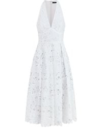 Club L London - Maribel Lace Plunge-Neck Midi Dress - Lyst