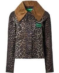 Barbour - X Ganni Printed Hooded Wax Anorak Jacket - Lyst