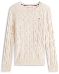 Tommy Hilfiger - Cable Knit Soft Jumper Cream - Lyst