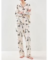 Chelsea Peers - Giraffe Print Button Up Organic Long Set - Lyst